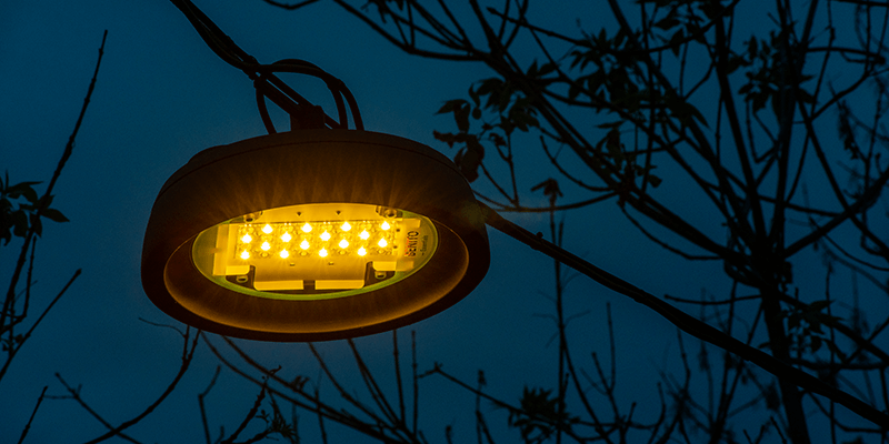 Instalación lumínica parque del Molinet gracias al Grupo de Trabajo de Urban Centric Lighting del CICAT